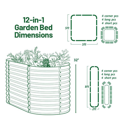 32" Tall 12-in-1 Raised Garden Bed Kits