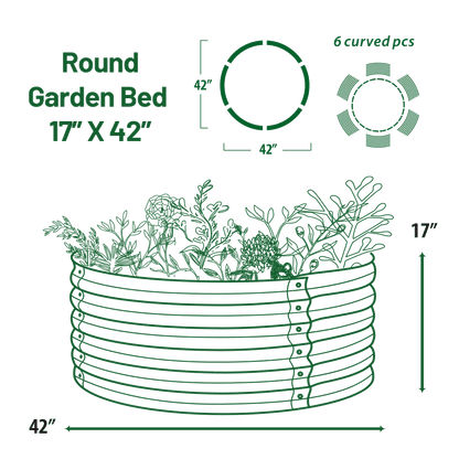 17" Tall x 42" Round Raised Garden Bed